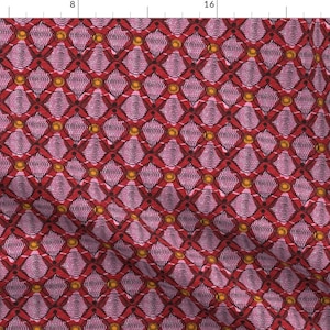African Wax Print Fabric - Wax Print by ottomanbrim - Red Pink Ogee Afrocentric Small Scale African Art Fabric by the Yard by Spoonflower image 1