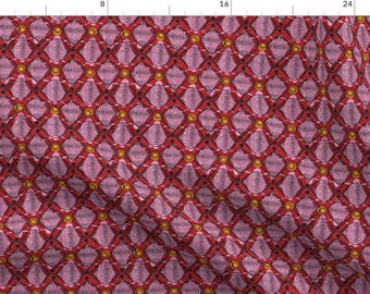 African Wax Print Fabric - Wax Print by ottomanbrim - Red Pink Ogee Afrocentric Small Scale African Art Fabric by the Yard by Spoonflower