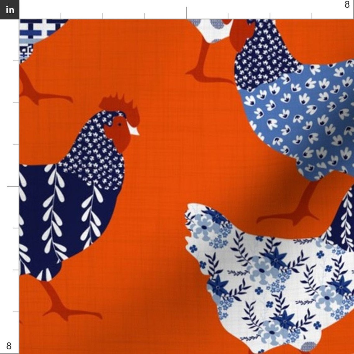 Patterned Chicken Fabric Chick Chick Chinoiserie by Booboo | Etsy