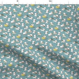 Blue Dog Cute Children&#39;s Print Fabric - What Dogs Do By Analinea - Dog Blue Pets Puppies Cotton Fabric By The Yard With Spoonflower