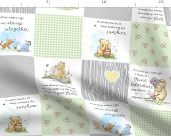 Pooh Cheater Quilt Fabric - Winnie The Pooh Classic by surreylanedesign - Nursery Patchwork Nostalgic Fabric by the Yard by Spoonflower