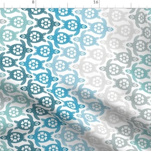 Hawaiian Turtles Chevron Fabric - Turtles On The Beach (White Background) By Coloroncloth - Cotton Fabric by the Yard With Spoonflower