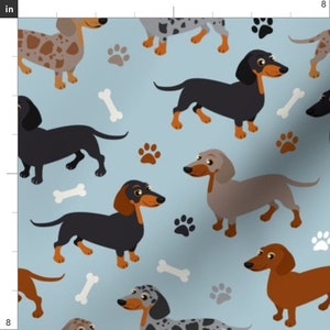 Dachshund Fabric Dachshund Dogs Blue By Jannasalak Dachshund Sky Blue Cute Animals Rescue Pet Cotton Fabric By The Yard With Spoonflower image 2