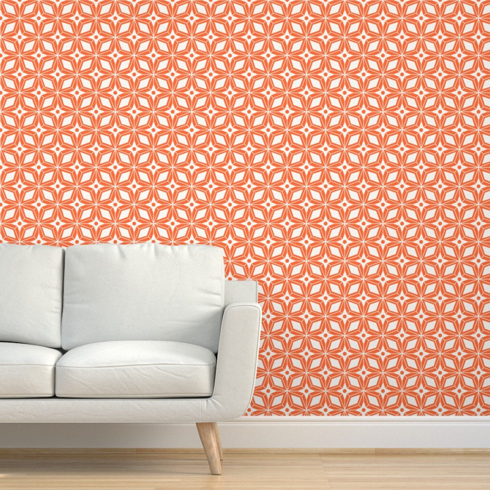 Mid Century Modern Wallpaper Starburst Orange by Etsy