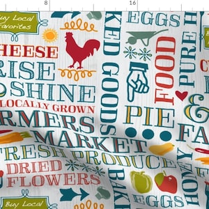 Farm Fabric - Farm Fresh Market By Mariafaithgarcia - Farm Food Kitchen Chef Cooking Cotton Fabric By The Yard With Spoonflower