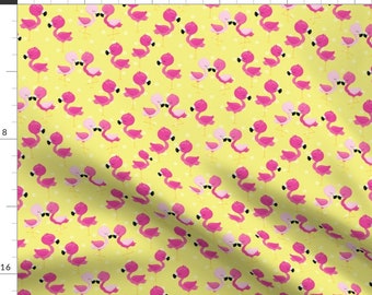 Cute Flamingos Fabric - Flamingos 11 By Prettygrafik - Pink and Yellow Baby Animal Flamingos Cotton Fabric By The Yard With Spoonflower