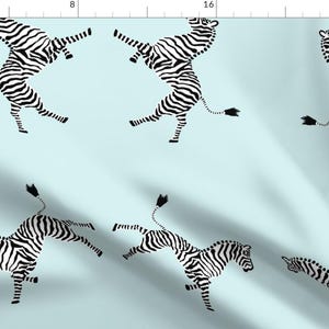 Zebra Fabric - Zebra Aqua By Danika Herrick - Zebra Blue Black White Nursery Decor Baby Boy Girl Cotton Fabric By The Yard With Spoonflower