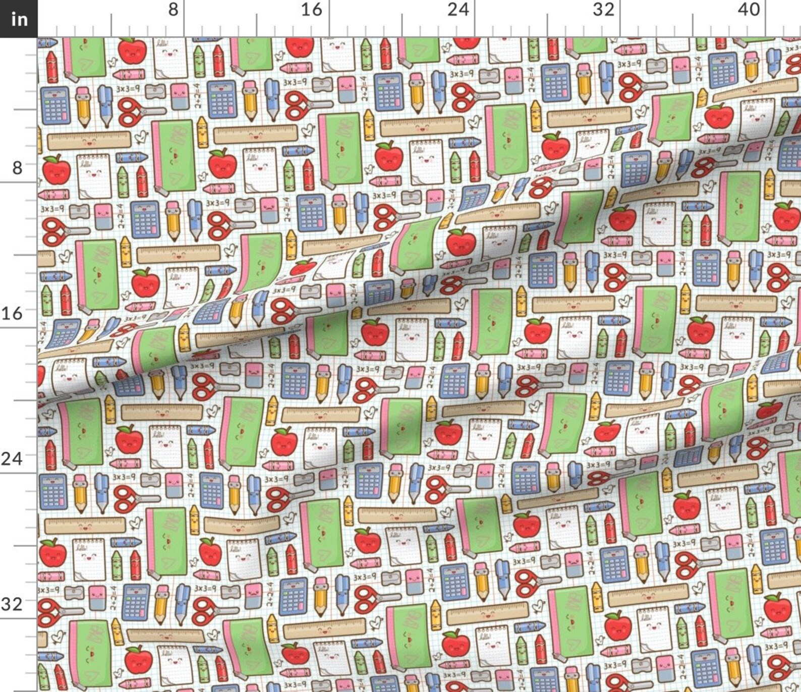 School Supplies Fabric Back to School by Woodmousebobbit Etsy