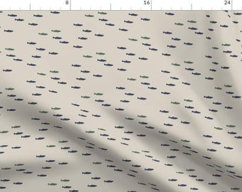 Fish Fabric - Fish On Beige || Adventure Camp By Littlearrowdesign - Fish Fishing Lake Ocean Cotton Fabric By The Yard With Spoonflower
