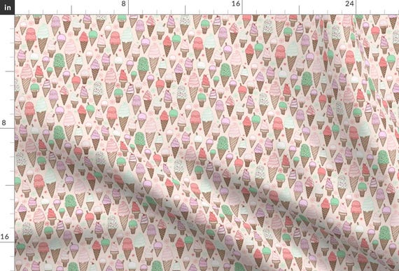 Ice Cream Fabric - Ice Cream On Cream Smaller Scale By Kristinnohe - Ice Cream Sweet Pastel Pink Cotton Fabric By The Yard With Spoonflower
