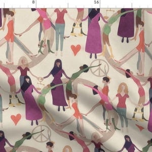 Sisterhood Fabric - Sisterhood By Dessineo - Sisterhood Strong Women Cultural United Upholstery Cotton Fabric By The Yard With Spoonflower