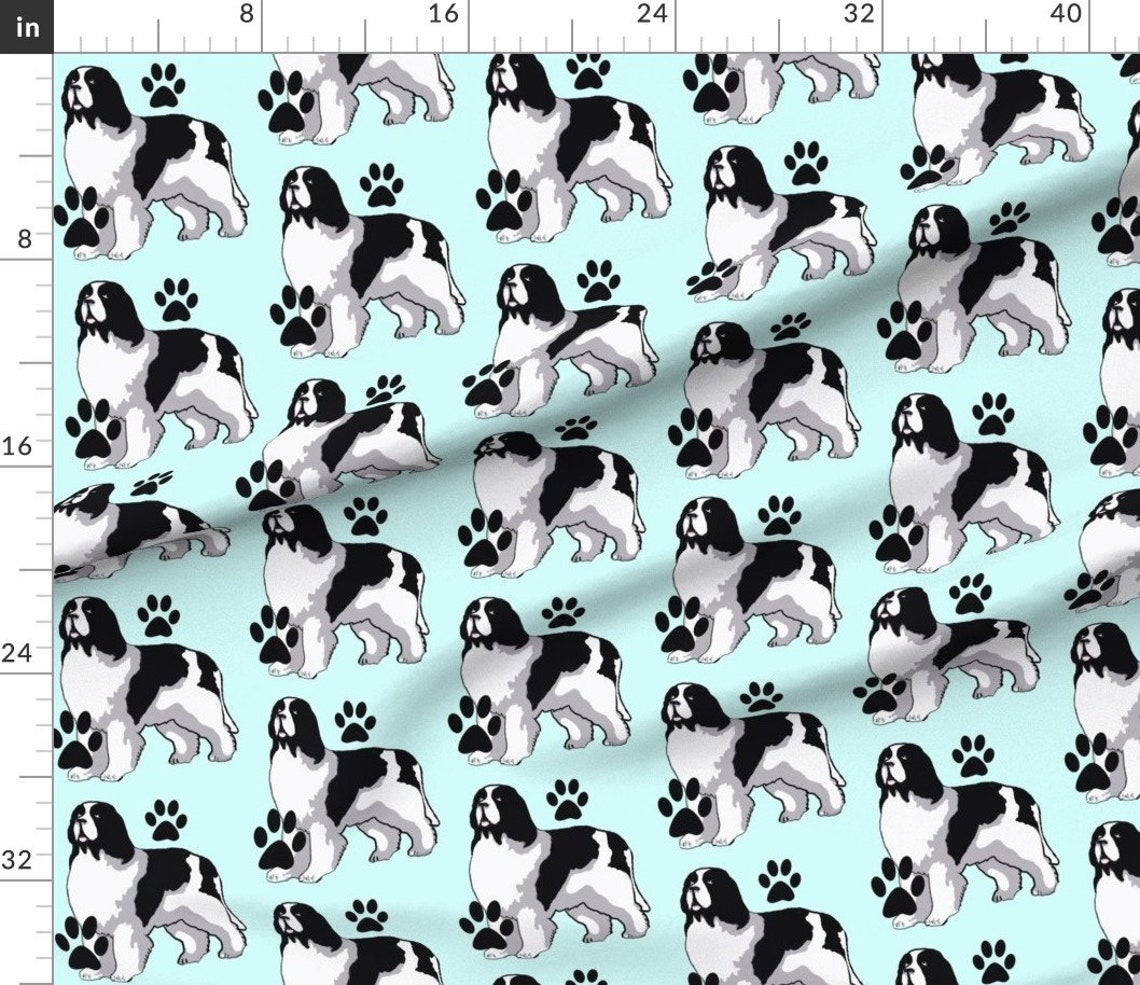 Black and White Dog Fabric Landseer Newfoundland Dog With Etsy