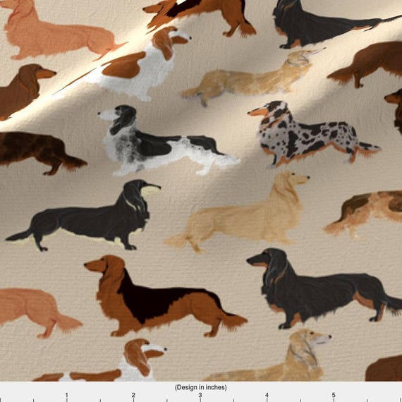 Brown Dog Fabric Long Haired Dachshunds Dogs Pet Weenie Etsy