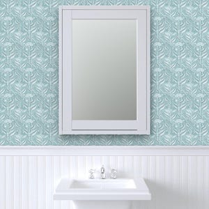 Antique Wallpaper - Antique Poppy In Aquamarine By Willowlanetextiles - Custom Printed Removable Self Adhesive Wallpaper Roll by Spoonflower image 8