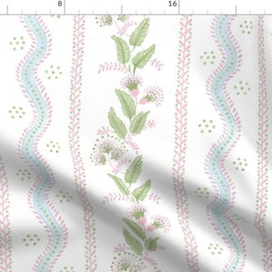 Grandmillennial Fabric - Emma Stripe by danika_herrick - Cottage Stripe Simple Floral Traditional Elegant Fabric by the Yard by Spoonflower