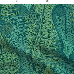Tropical Floral Fabric - Hapu&#39;u Fern Teal by hnldesigns -  Hawaiian Botanical Hapuu Fern Beach Coastal Fabric by the Yard by Spoonflower