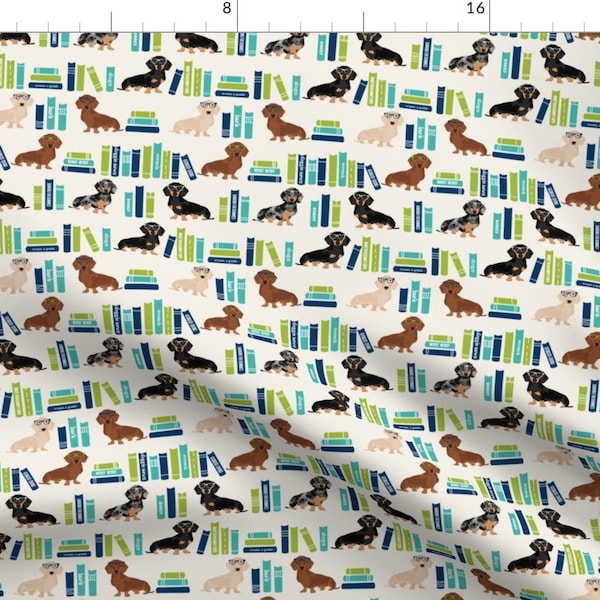 Dachshund Fabric - Dachshund Library Books, Book, Literature, Book, Doxie, Dog, Dogs By Petfriendly - Dachshund Fabric With Spoonflower