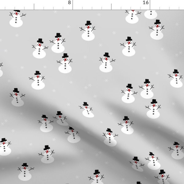 Snowman Fabric - Snowman Winter Christmas Holiday Snowflakes Frosty Kids Baby Toddler - Grey By Sunny Afternoon - Fabric With Spoonflower