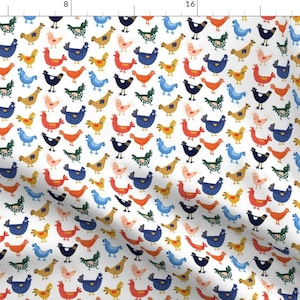 Chicken Farm Fabric - Colorful Chickens By Cherbearcreative - Chicken Coop Bird Animals Farm Cotton Fabric By The Yard With Spoonflower