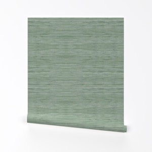 Salbeigrüne Abnehmbare Tapete - Schlichtes Küstennautik Naturpapier - Dekorative Wanddeko - Küstengrün by willowlanetextiles