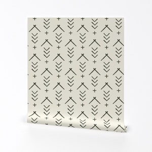 Mudcloth Wallpaper - Mudcloth Arrows Olive by littlearrowdecor - Southwestern Boho Removable Peel and Stick Wallpaper by Spoonflower