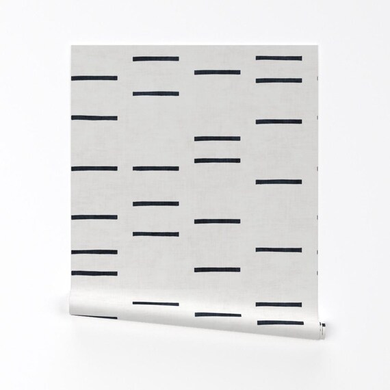 Minimal Wallpaper - Denim Line Mudcloth Rotated By Holli Zollinger - Custom Printed Removable Self Adhesive Wallpaper Roll by Spoonflower