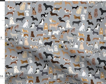 Dogs Gray Fabric -Cute Dog Design Best Dogs Grey By Petfriendly- Gray All Pets Dogs Home Decor Cotton Fabric By The Yard With Spoonflower