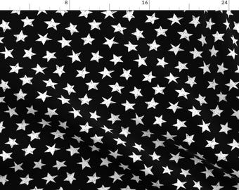 Stars Fabric - Polar Night By Boyusya - Black and White Stars Geometric Modern Nursery Kids Cotton Fabric By The Yard With Spoonflower