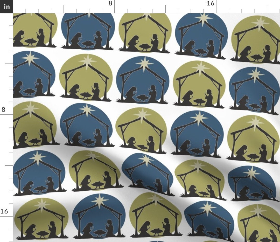 Blue Nativity Fabric Nativity Polka Dot by Green