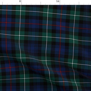 Blue Tartan Plaid Fabric - Mackenzie Tartan by weavingmajor -  Green Plaid Red Tartan Scottish Mackenzie Fabric by the Yard by Spoonflower