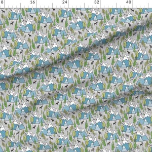 Mountains Fabric - Forest Adventure Woodland Trees Moose Canada PNW Blue On Grey By Caja Design - Cotton Fabric By The Yard With Spoonflower image 2