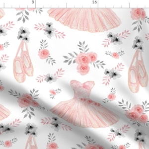 Blush Pink Ballerina Fabric - Ballerina Tutus And Slippers By Snugglyjacks - Ballerina Dance Cotton Fabric By The Yard With Spoonflower