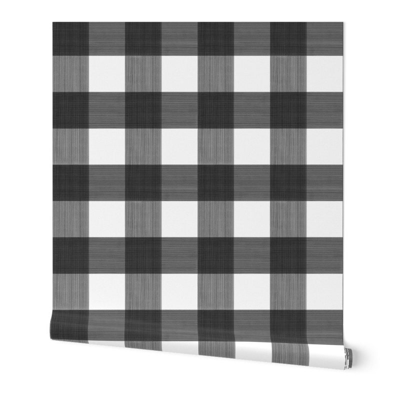 Black Buffalo Plaid Wallpaper Medium 3 Plaid By Danika | Etsy