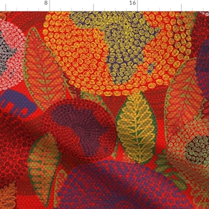 Africa Fabric - African Life Unbroken Circle By Honoluludesign - African Homeland Tribal Red Cotton Fabric By The Yard With Spoonflower