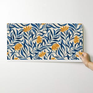 Carta da parati vintage Cottagecore autoadesiva - Fiori rampicanti blu - Decorazione murale rimovibile - Fiori rampicanti di denesannadesign immagine 9