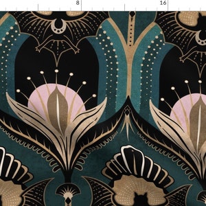 Bats And Flowers Fabric - Elegant Art Deco by misentangledvision - 1920s Maximalist Gothic Elegant 20s Fabric by the Yard by Spoonflower