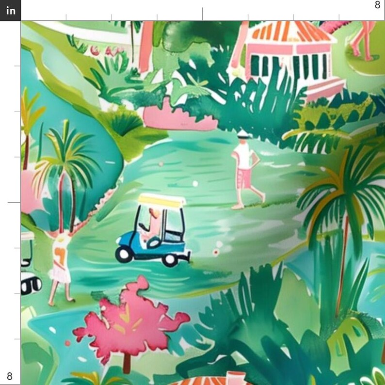 Summer Fabric - On The Links Watercolor by cherylgrahamdesigns - Tropical Florida Sports Palm Trees Golf Fabric by the Yard by Spoonflower image 3