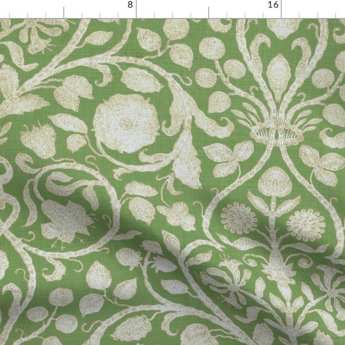 Green Damask Fabric Provence Spring Green by Etsy