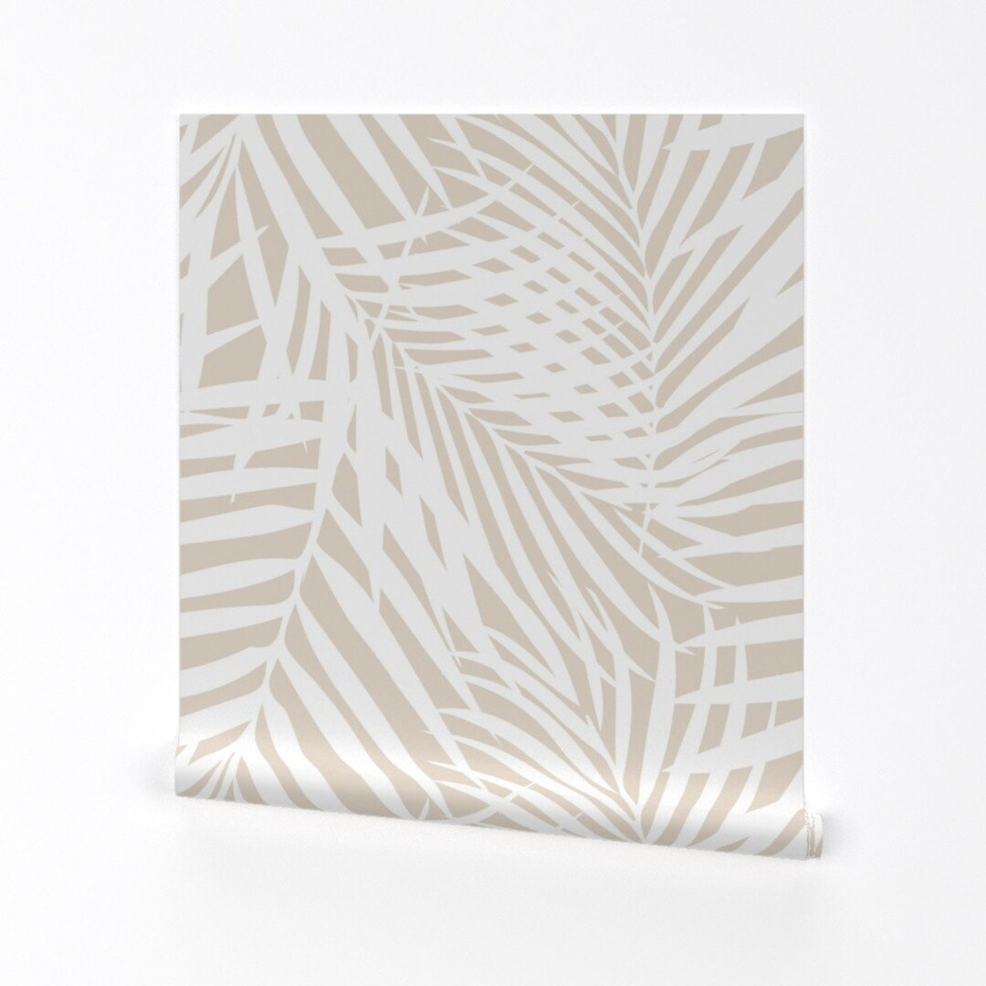 Neutral Tropical Wallpaper Fronds White by Danika_herrick Palm Fronds