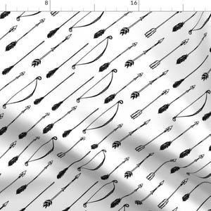 Bow Fabric - Bow And Arrows // Black And White By Littlearrowdesign - Bow Arrow Black White Cotton Fabric By The Yard With Spoonflower