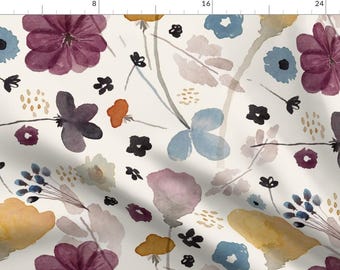 Watercolor Floral Fabric - Watercolor Floral By Jenflorentine - Spring Bloom Nursery Upholstery Cotton Fabric By The Yard With Spoonflower