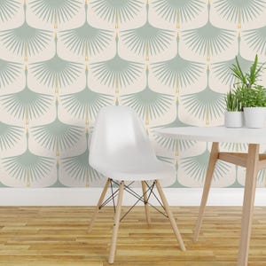 Art Deco Zwanen Zelfklevend Behang - Nautisch Blauw Beige Vleugelspanwijdte - Verwijderbare Muurdecoratie - Eendenei op Zacht Crème van katerhees