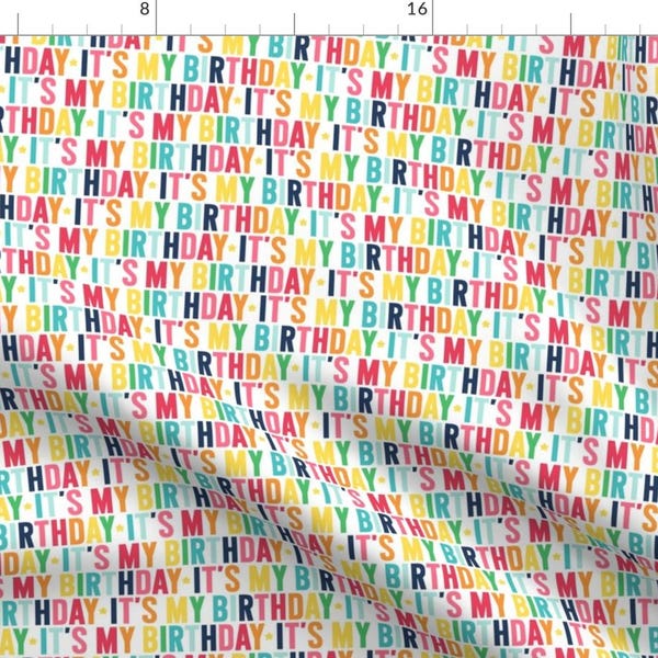 Rainbow Misstiina Fabric - It'S My Birthday // Rainbow With Navy By Misstiina - Misstiina Cotton Fabric By The Yard With Spoonflower