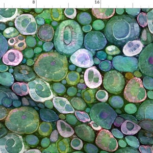 Jewel Fabric - Geode Treasures Mossy Green By Elramsay - Jewel Gemstones Rocks Nature Upholstery Cotton Fabric By The Yard With Spoonflower