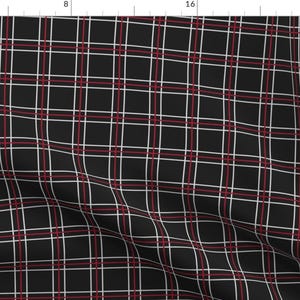 Plaid Fabric - Petite Size High School Uniform Plaid By Atashi - Red White Lines Plaid Cotton Fabric By The Yard With Spoonflower