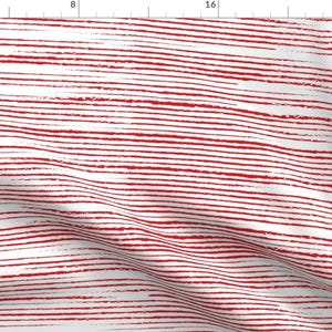 Red White Stripe Fabric - Red Stripes Distressed by furbuddy - Modern Stripes Spring Summer Lines Drawn  Fabric by the Yard by Spoonflower