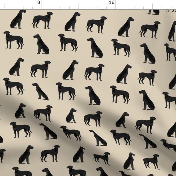 Great Dane Fabric - Great Dane Black Simple Dog Breed Fabric Tan By Petfriendly - Great Dane Cotton Fabric By The Yard With Spoonflower