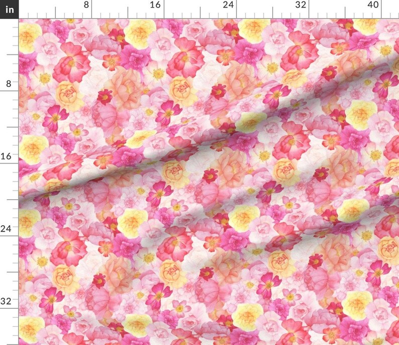 Watercolor Rose Bed Fabric Bed of Roses by Mygiantstrawberry Etsy