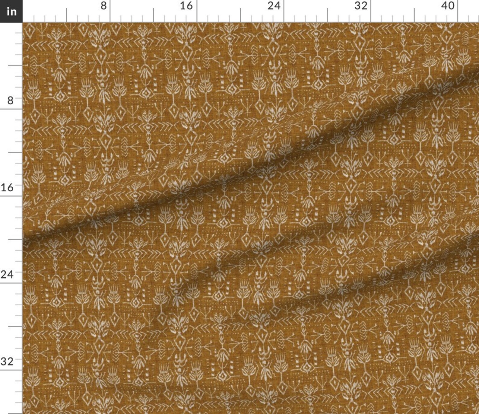 Brown Heathered Design Fabric Verdure Ikat mustard Med by | Etsy