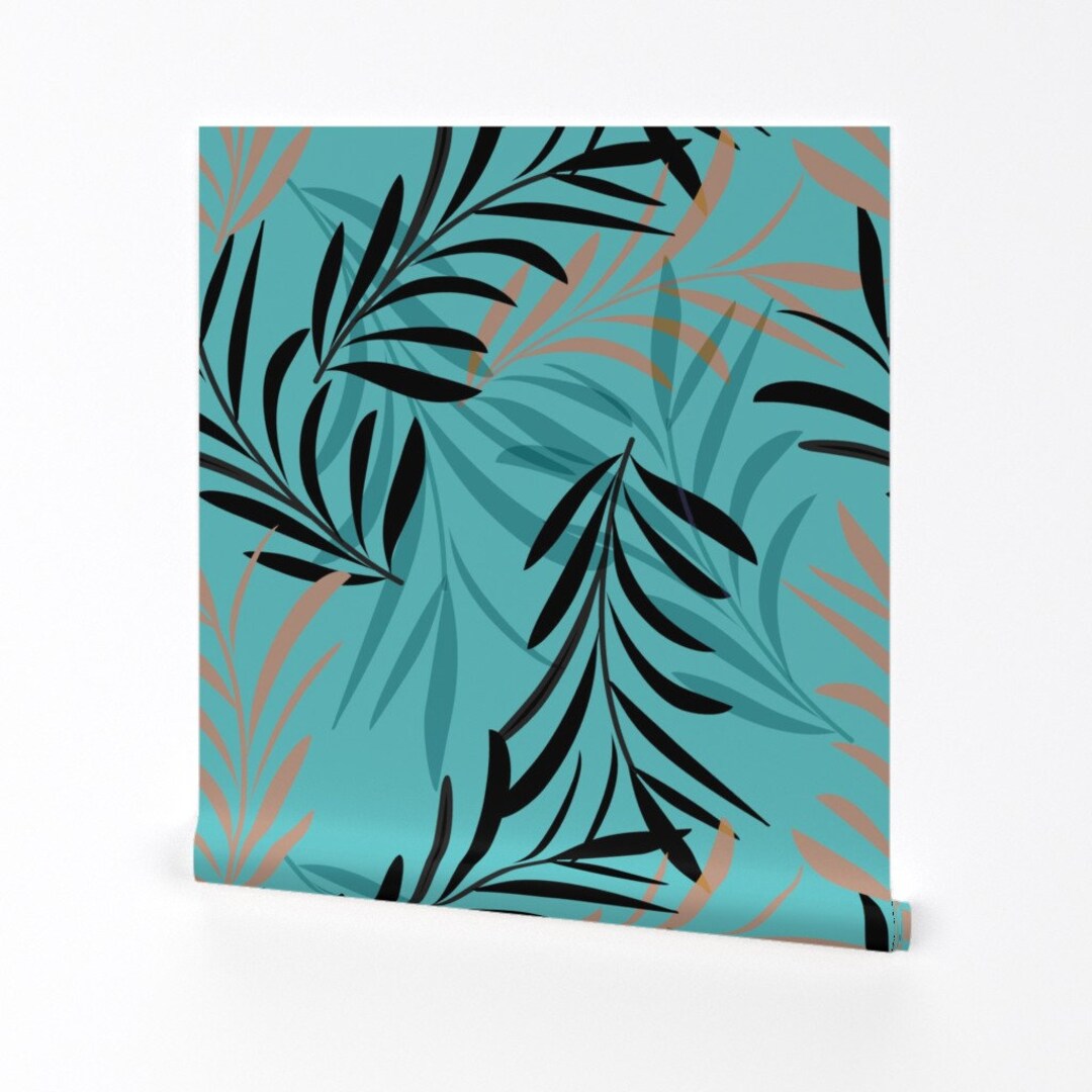 Tropical Leaf Wallpaper Tropical Leaves by Mirimo Design Etsy